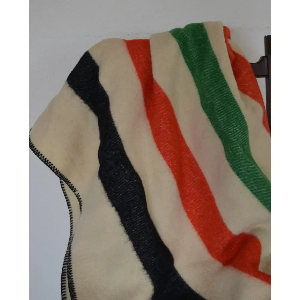 Vintage Wool Striped Multicolor Camp Blanket